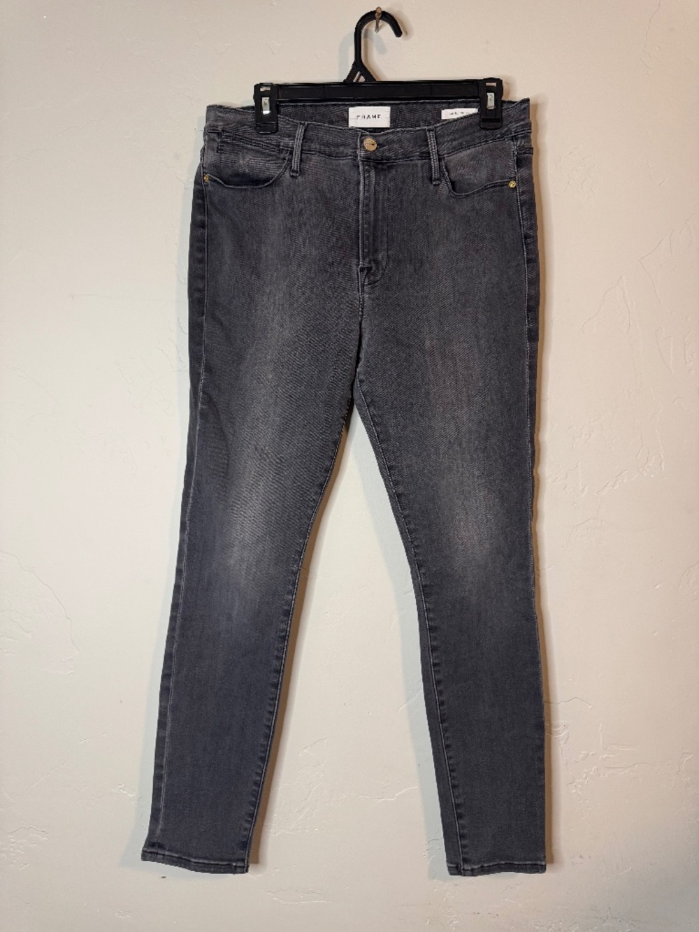 FRAME Off Black Skinny Jeans, Size 30